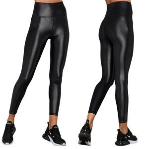 Carbon38 Carbon 38 Luxury High Rise 7/8 Black Metallic Takara Shine Leggings XS